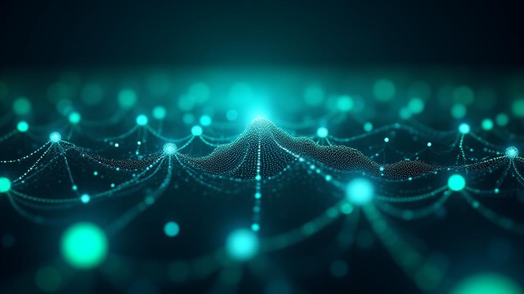 Visualizzazione astratta di reti neurali e dati finanziari